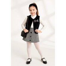 Ahengim Kız Çocuk Fırfır Yakalı Bluz & Ekose Şort Etek 2  Li Set Takım AK4155