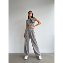 Kadın Ithal Çıt Çıt Kapamalı Doubleface Kumaş Oversize Kalıp Kumaş Palazzo Pantolonn
