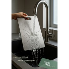 VarBiFırsat Paslanmaz Çelik Kesme Tahtası – 23X33 cm | Dayanıklı ve Metal Kesme Levhası