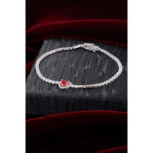 Innuendo 925 Ayar Gümüş Pembe Kalpli Su Yolu Bileklik