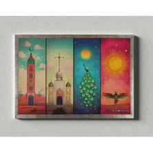 Zerya Müslümanlık - Hiristiyanlık - Yezidilik - Zerdüştlük Çerçeceli Poster (32X47 cm Çerçeveli)