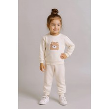 İklimix Sevimli Ayıcık Nakışlı %100 Pamuk 2’li Çocuk Eşofman Takımı
