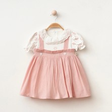 My Lusa Baby Papatya Işlemeli Düğmeli Kız Bebe Elbise