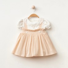 My Lusa Baby Papatya Işlemeli Düğmeli Kız Bebe Elbise