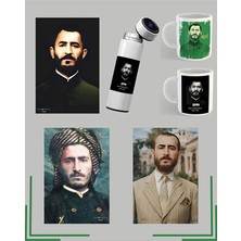Zerya Qazi Muhammed Posteri - Qazi Muhammed Tasarımlı Kupa Termos ve Poster Seti (2 Kupa 1 Termos)