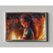 Zerya Newroz Kadını Temalı Çerçeveli Posteri - Newroz Posterleri (32X47 cm Çerçeveli)