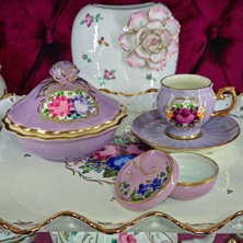 Manushum El Boyama Porselen Beyzade Kahve Fincanı-Lila 1 Adet