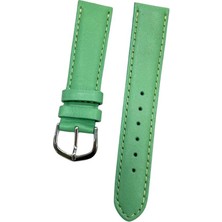 18 mm Düz Yerli Üretim Yeşil Hakiki Deri Yumuşak Kadın Saati Kordonu