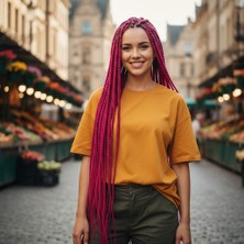 Dorasan Afrika Örgüsü ve Rasta Için Sentetik Saç - Koyu Fuşya