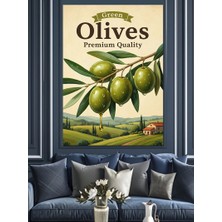 Artmeg Kaliteli Yeşil Zeytin Dalları Hasat Afişi Dekoratif Kanvas - Mdf Ahşap Tablo