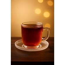 Yzhome 6 Kişilik 12 Parça Cam Çay Takımı Çay Bardağı ve Tabak Seti