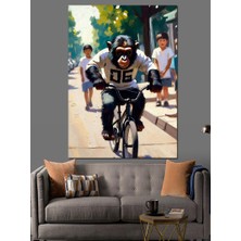 Artmeg Bisiklet Yarışçısı Hızla Ilerliyor Dekoratif Kanvas - Mdf Ahşap Tablo