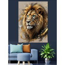 Karizma Tablo Aslan Kral Portresi Güneş Dekoratif Kanvas - Mdf Ahşap Tablo
