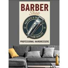 Artmeg Traş Makinesi Görselli Vintage Berber Dükkanı Afişi Dekoratif Kanvas - Mdf Ahşap Tablo