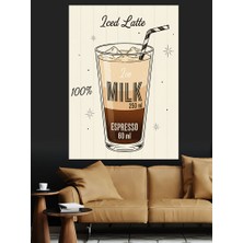 Karizma Tablo Ice Latte Içecek Reklamı Afişi Dekoratif Kanvas - Mdf Ahşap Tablo