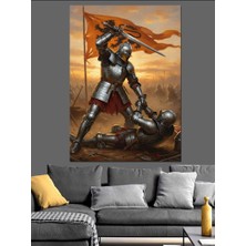 Artmeg Savaş Meydanında Zırhlı Savaşçılar Dekoratif Kanvas - Mdf Ahşap Tablo