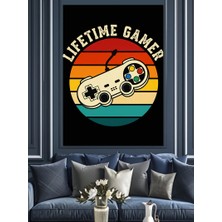 Artmeg Joystick Video Oyun  Kumandası "ömürboyu Oyuncu" Sloganı Dekoratif Kanvas - Mdf Ahşap Tablo