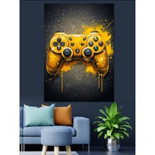 Tablomega Altın Oyun Kontrolcüsü Tasarımı Dekoratif Kanvas - Mdf Ahşap Tablo