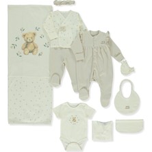 Bebetto Organik Waffle Süprem Zıbın Set 10LU (Organıc Cute Bear) Bej