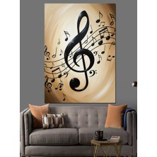 Karizma Tablo Sol Anahtarı ve Müzik Notaları Dekoratif Kanvas - Mdf Ahşap Tablo