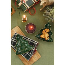 Kütahya Porselen Holyday Çam Ağacı 2 Parça 17 cm Meze Tabağı Yeşil