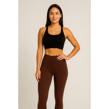 Eyora Moda Şardonlu Içi Polarlı Oşşo Kumaş Kahverengi Kadın Tayt