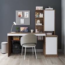 Roomart Nora Raflı Çalışma Masası , Çalışma Ofis Masası Sağ Dolaplı, Bilgisayar Masası