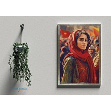 Zerya Kırmızı Şallı Kadın Çerçeveli Posteri (32X47 cm Çerçeveli)