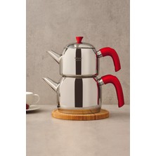 Kırmızı Midi Çelik Indüksiyon Tabanlı Çaydanlık