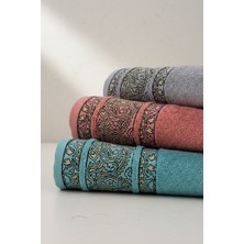 Class 3’lü 50X100 cm %100 Pamuklu El ve Yüz Havlu Seti - Ornament Desenli  Mint / Gri / Pembe