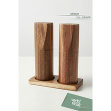 VarBiFırsat 2’li Akasya Düz Form Tuzluk & Biberlik Seti