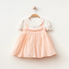 My Lusa Baby Papatya Işlemeli Düğmeli Kız Bebe Elbise