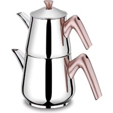 Aile Boy Çelik Çaydanlık Seti, 4 Parça, Şık ve Dayanıklı Tasarım