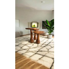 Wood Ahşap 3lü Set Fitilli Mantar Yan Sehpa Boğumlu Model / Açık Ceviz Renk / Zigon Sehpa Vernikli