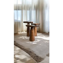 Wood Ahşap 3lü Set Fitilli Mantar Yan Sehpa Konik Model / Ceviz Renk / Zigon Sehpa Vernikli