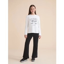 LC Waikiki Lcw Kids Siyah Beli Lastikli Kız Çocuk Eşofman Altı