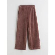 LC Waikiki Lcw Kids Kahverengi Beli Lastikli Kadife Kız Çocuk Eşofman Altı