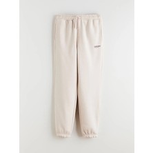 LC Waikiki Lcw Kids Bej Nakışlı Erkek Çocuk Kalın Jogger Eşofman Altı