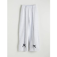 LC Waikiki Lcw Kids Gri Fiyonk Detaylı Kız Çocuk Kalın Eşofman Altı