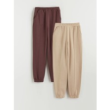 LC Waikiki Lcw Kids Mürdüm Beli Lastikli Kız Çocuk Jogger Eşofman Altı 2'li