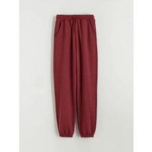 LC Waikiki Lcw Kids Bordo Beli Lastikli Kız Çocuk Kalın Jogger Eşofman Altı