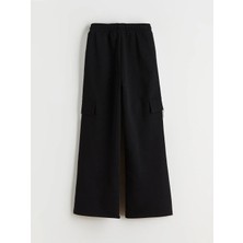 LC Waikiki Lcw Kids Siyah Beli Lastikli Kız Çocuk Kargo Eşofman Altı