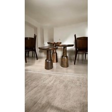 Wood Ahşap 3lü Set Ürgüp Mantar Yan Sehpa Konik Model / Ceviz Renk / Zigon Sehpa Vernikli