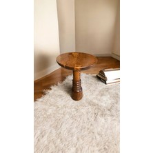 Wood Wooden Ahşap Tekli Mantar Yan Sehpa Modern Açık Ceviz Renk Fiskos