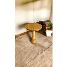 Wooden Ahşap Konik Model Tekli Mantar Yan Sehpa Modern Tütün Renk Fiskos