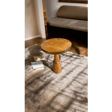 Wooden Ahşap Tekli Mantar Yan Sehpa Modern Tik Ağacı Renk Fiskos