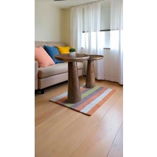 Doğal Masif Ahşap Yan Sehpa 2li Ceviz Renk Zigon ve Fiskos Sehpa