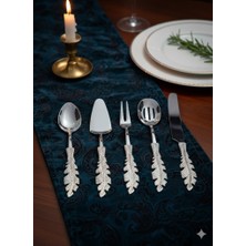 Ersan Home Tüy Model Gümüş 5li Pasta Sunum ve Servis Seti