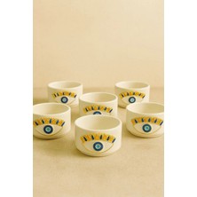 Yzhome 6 Lı Beyaz Porselen Nazar Göz Sosluk Lokumluk Sunum Kasesi Mini Boy