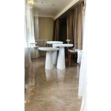 Wood Wooden Ahşap 3lü Set Fitilli Mantar Yan Sehpa Modern Beyaz Renk Fiskos